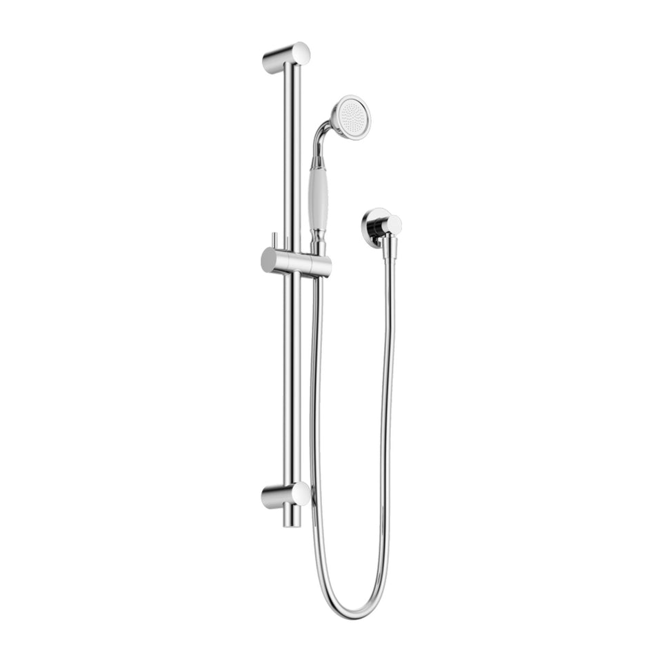 Nero York Shower Rail With White Porcelain Hand Shower Chrome