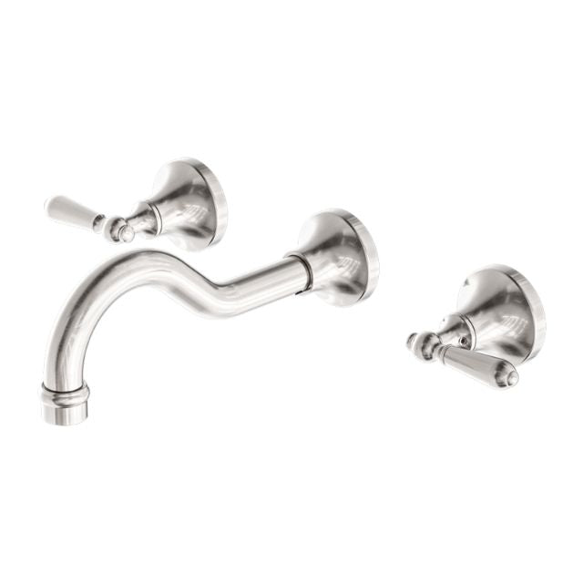 Nero York Wall Basin Set With Metal Lever Brushed Nickel