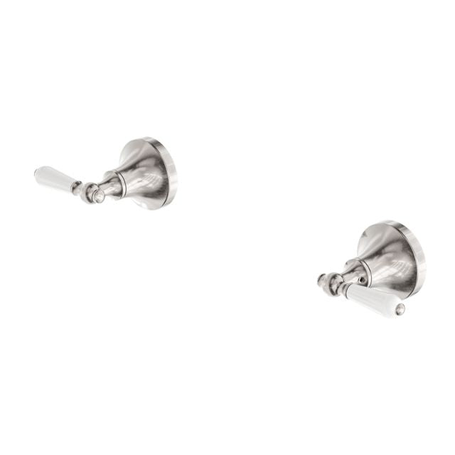 Nero York Wall Top Assemblies With White Porcelain Lever Brushed Nickel