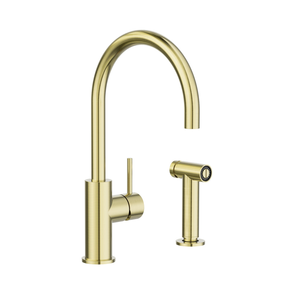 Nero Zen SS316L Kitchen Mixer With Hand Spray Brushed Gold