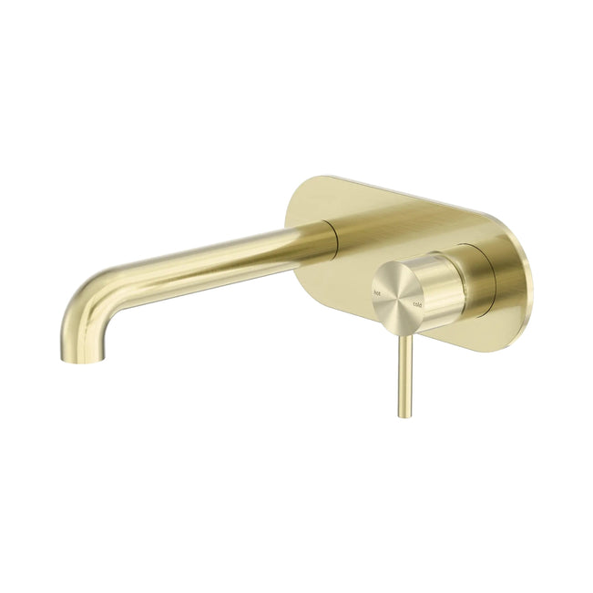Nero Zen SS316L Wall Basin/Bath Mixer 185mm Spout Brushed Gold NR162210A185BG_KIT - The Blue Space