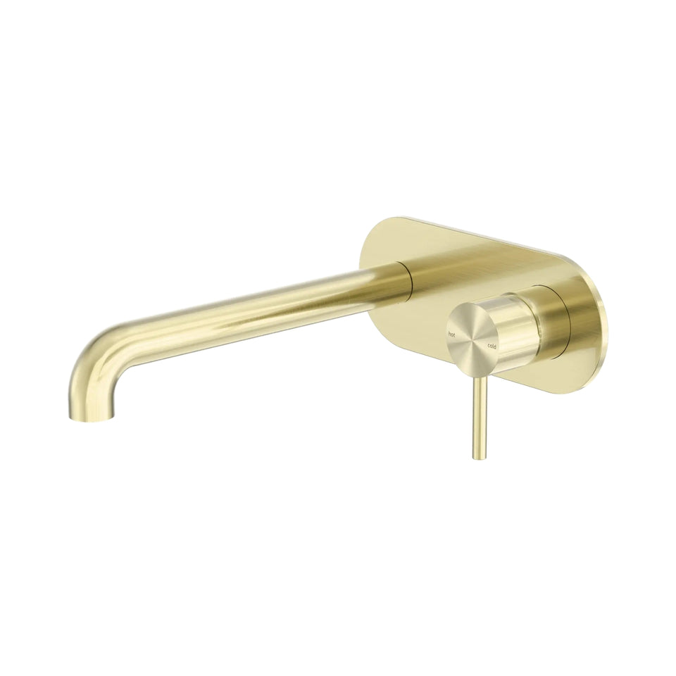 Nero Zen SS316L Wall Basin/Bath Mixer 230mm Spout Brushed Gold