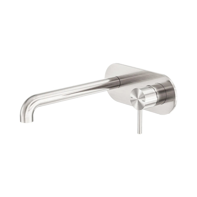 Nero Zen SS316L Wall Basin/Bath Mixer 230mm Spout Brushed Nickel NR162210A230BN_KIT - The Blue Space
