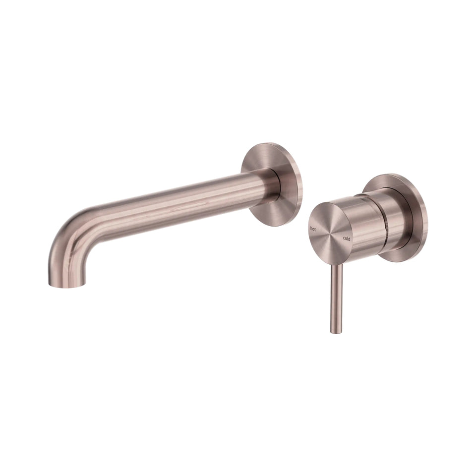 Nero Zen SS316L Wall Basin/Bath Mixer Separate Back Plate 185mm Spout Brushed Bronze