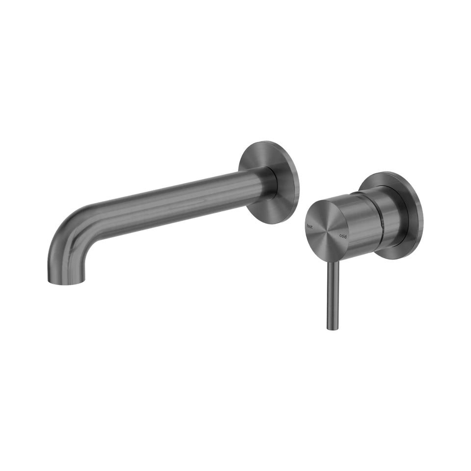 Nero Zen SS316L Wall Basin/Bath Mixer Separate Back Plate 185mm Spout Graphite