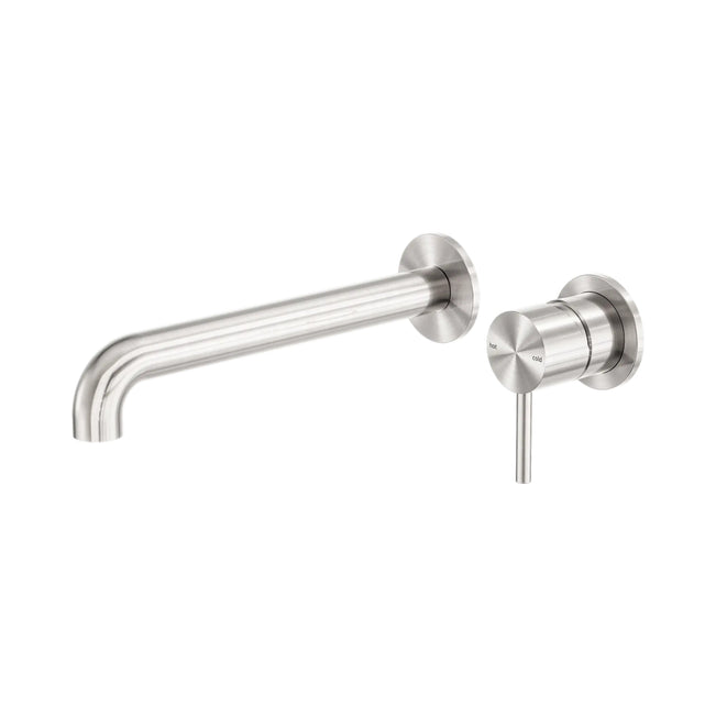 Nero Zen SS316L Wall Basin/Bath Mixer Separate Back Plate 230mm Spout Brushed Nickel NR162210B230BN_KIT - The Blue Space