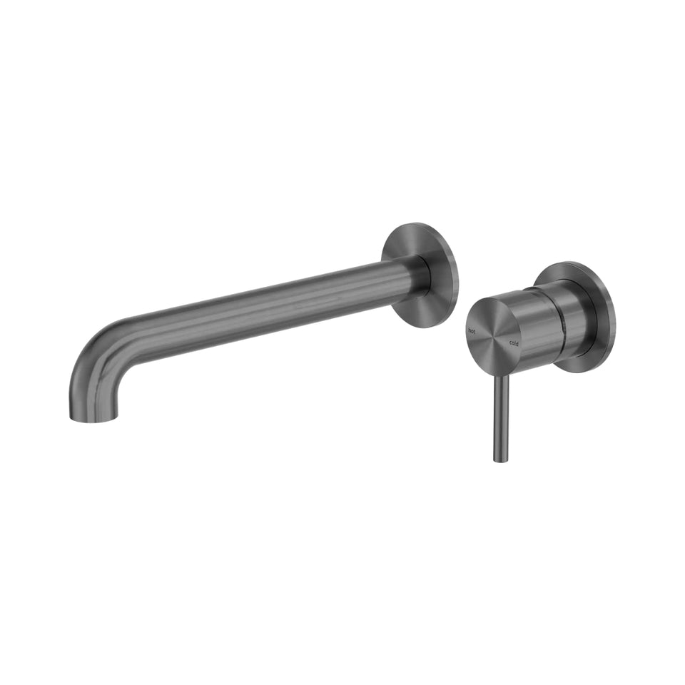 Nero Zen SS316L Wall Basin/Bath Mixer Separate Back Plate 230mm Spout Graphite