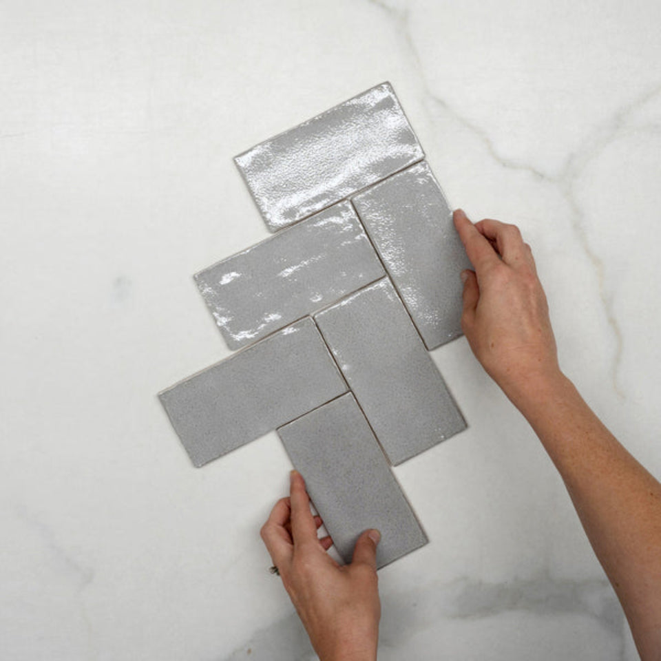 Nickel Grey Dianna Hand Made Subway Tile 75 x 150 x 9mm Spanish Ceramic