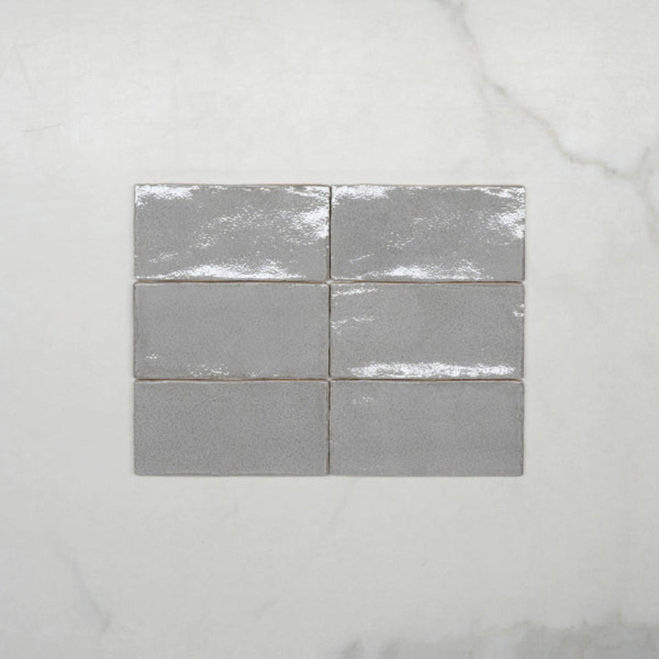Nickel Grey Dianna Hand Made Subway Tile 75 x 150 x 9mm Spanish Ceramic