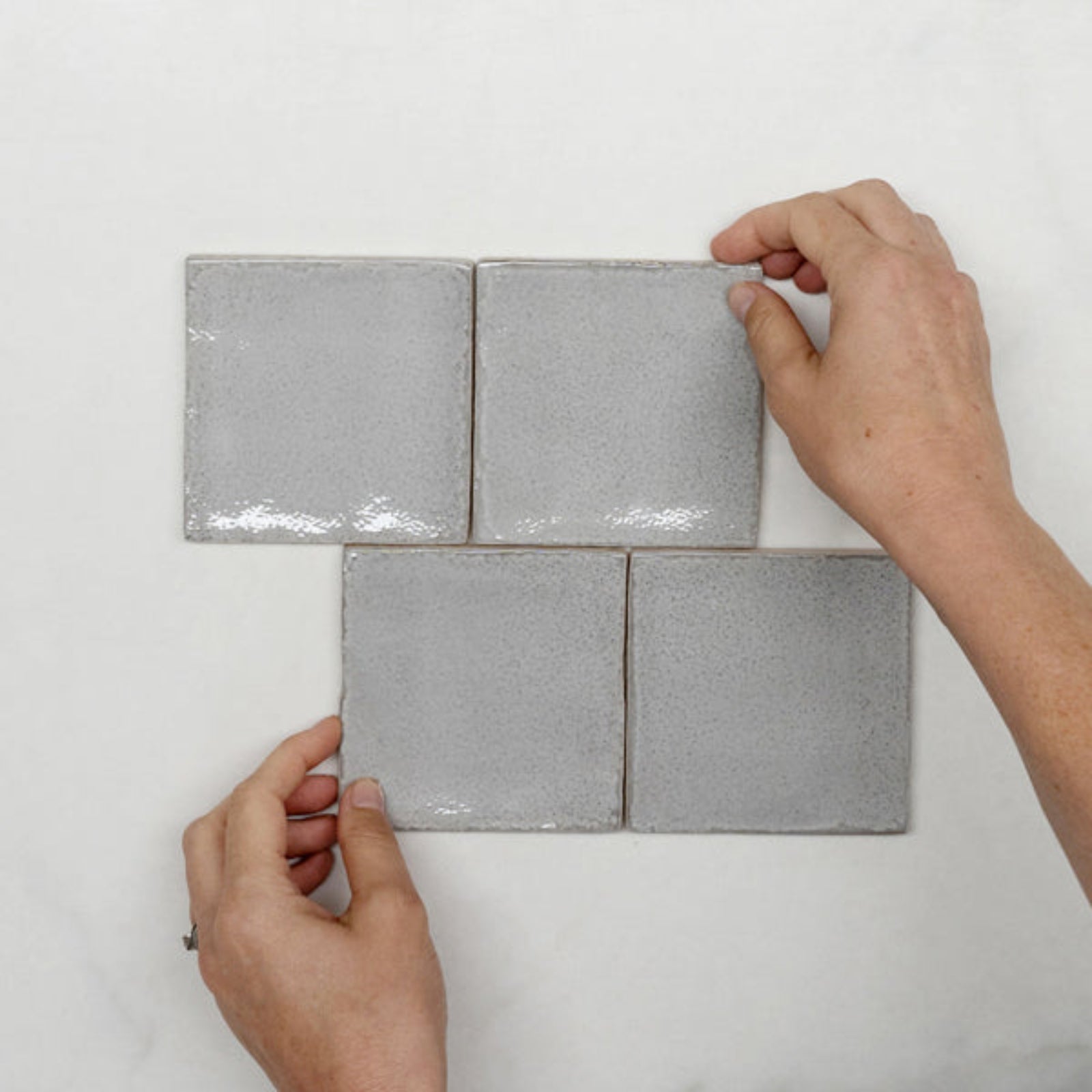With Hand Nickel Grey Dianna Zellige Tile 100 x 100 x 9mm Spanish Ceramic  - The Blue Space