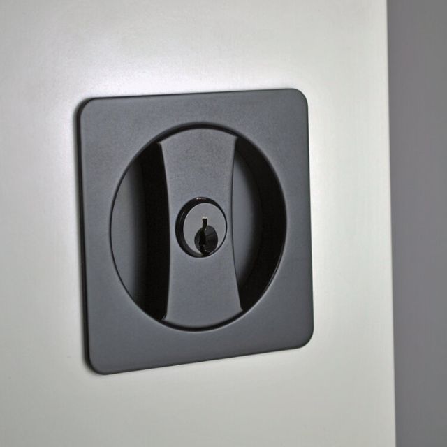 Nidus Lockable Sliding Cavity Door Square Backplate Entrance Set Include End Pull Matte Black