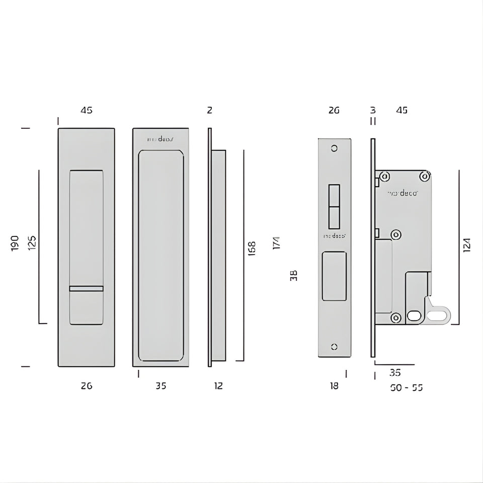 Nidus Mardeco Cavity Sliding Door Privacy Set Polished Chrome