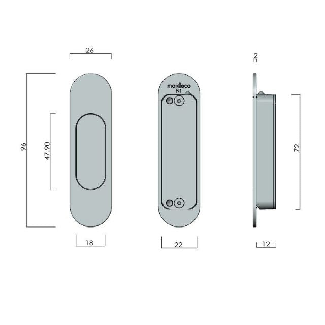 Nidus Mardeco radius end pull (each) Brushed Nickel