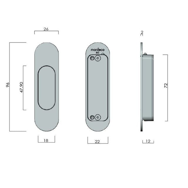 Nidus Mardeco radius end pull (each) Brushed Sat Chr