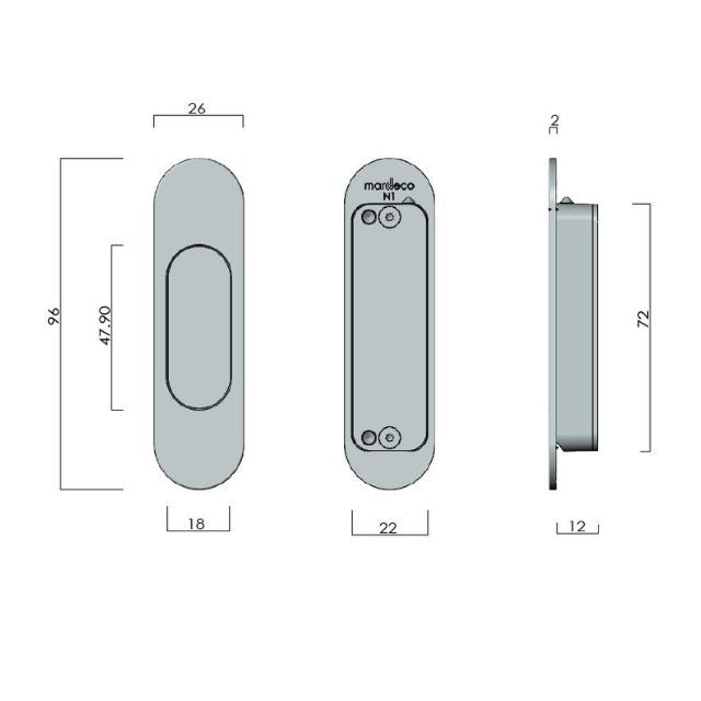 Line Drawing Nidus Mardeco radius end pull (each) Matte Black BL9001/96 - The Blue Space
