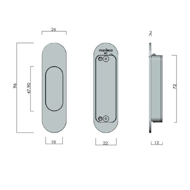 Nidus Mardeco radius end pull (each) Polished Chrome