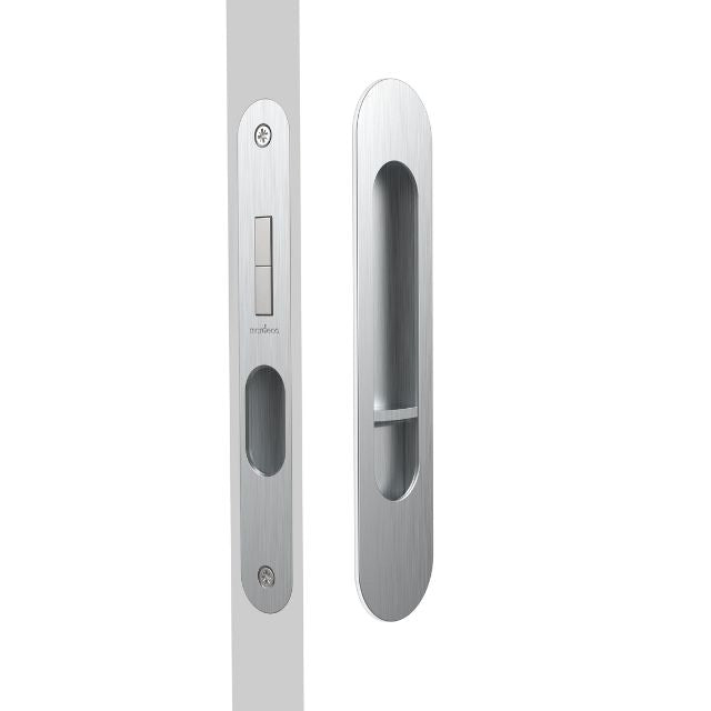 Nidus Mardeco radius flush pull privacy set Brushed Satin Chrome