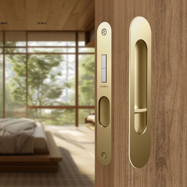 Nidus Mardeco radius flush pull privacy set Satin Brass