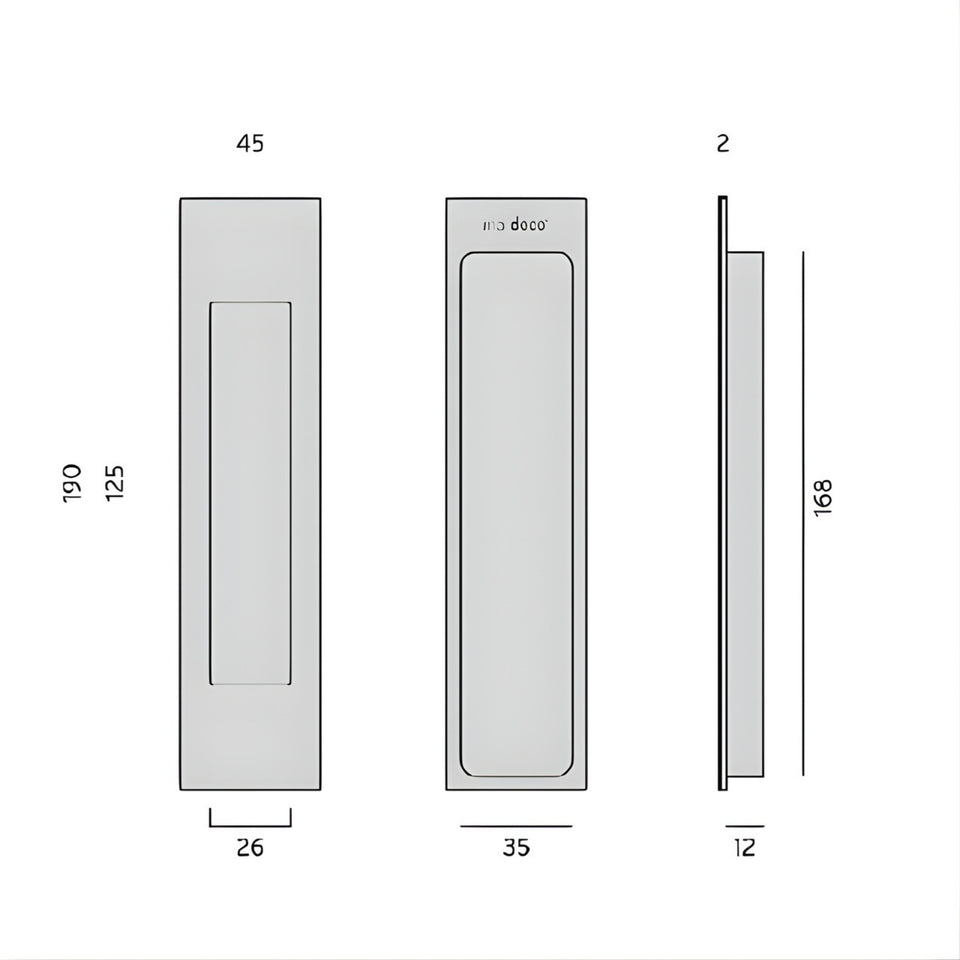 Nidus Mardeco rectangular flush pull (each) Brushed Nickel