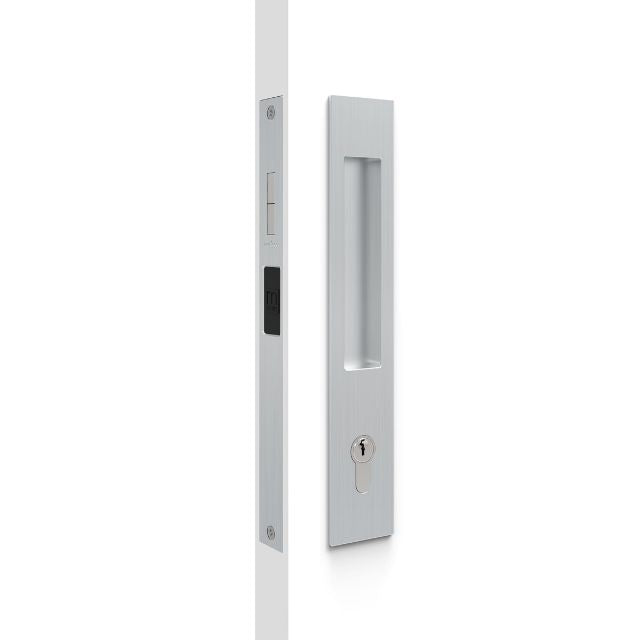 Nidus Mardeco rectangular flush pull Euro Lock set Brushed Satin Chrome (cylinder sold separately)
