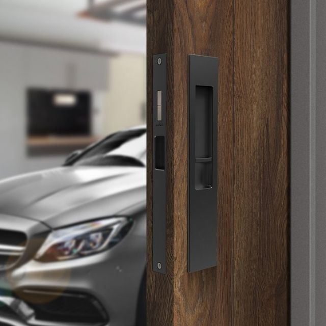 Nidus Mardeco rectangular flush pull Euro Lock set Matte Black (cylinder sold separately)