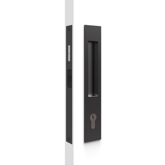 Nidus Mardeco rectangular flush pull Euro Lock set Matte Black (cylinder sold separately)