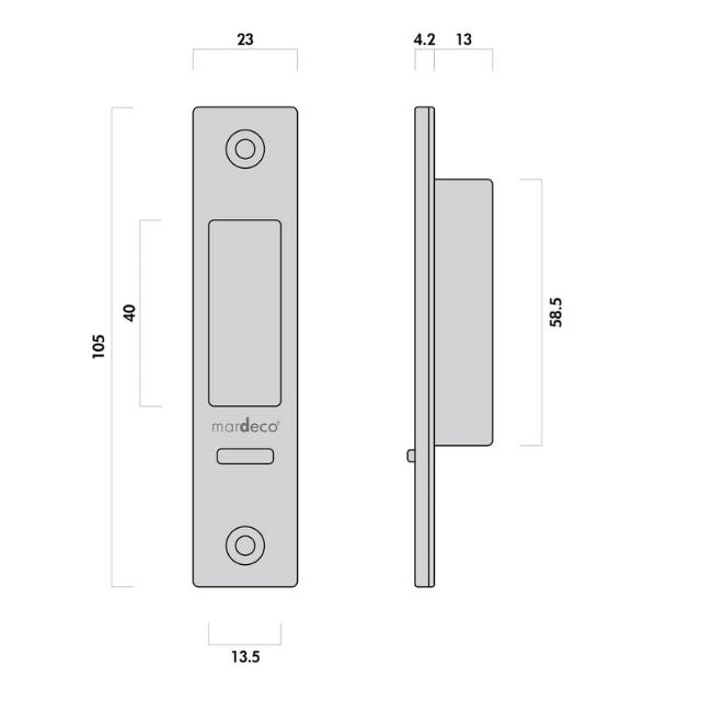 Nidus Mardeco rectangular flush pull Snib lock set Matte Black (inside snib, no cylinder)