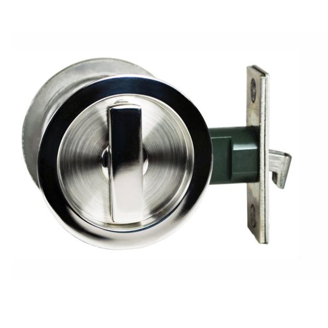 Nidus Sliding Cavity Door Round Backplate Privacy Set Include End Pull Polished Stainless Steel