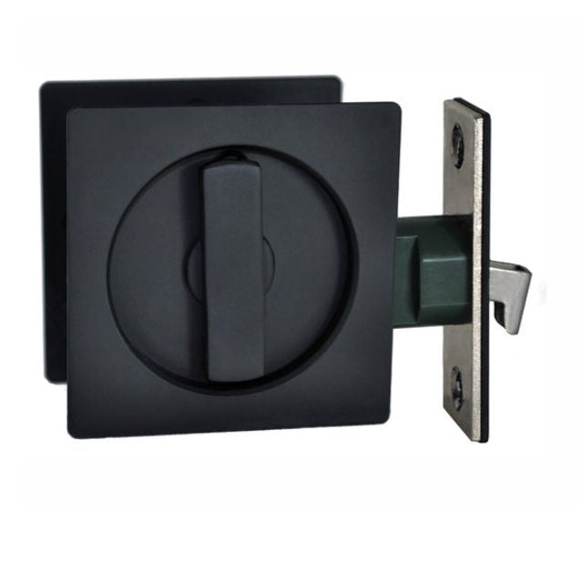 Nidus Sliding Cavity Door Square Backplate Privacy Set Include End Pull Matte Black