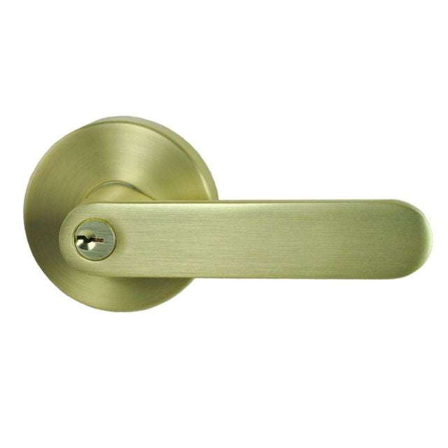 Nidus Spring Entrance Key In Lever Set Satin Brass P-S-ENT-SB-V - The Blue Space