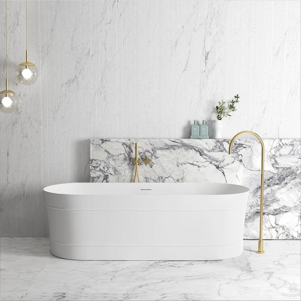 Otti Attica Bondi 1700x800x580 Matte White Bath with Overflow