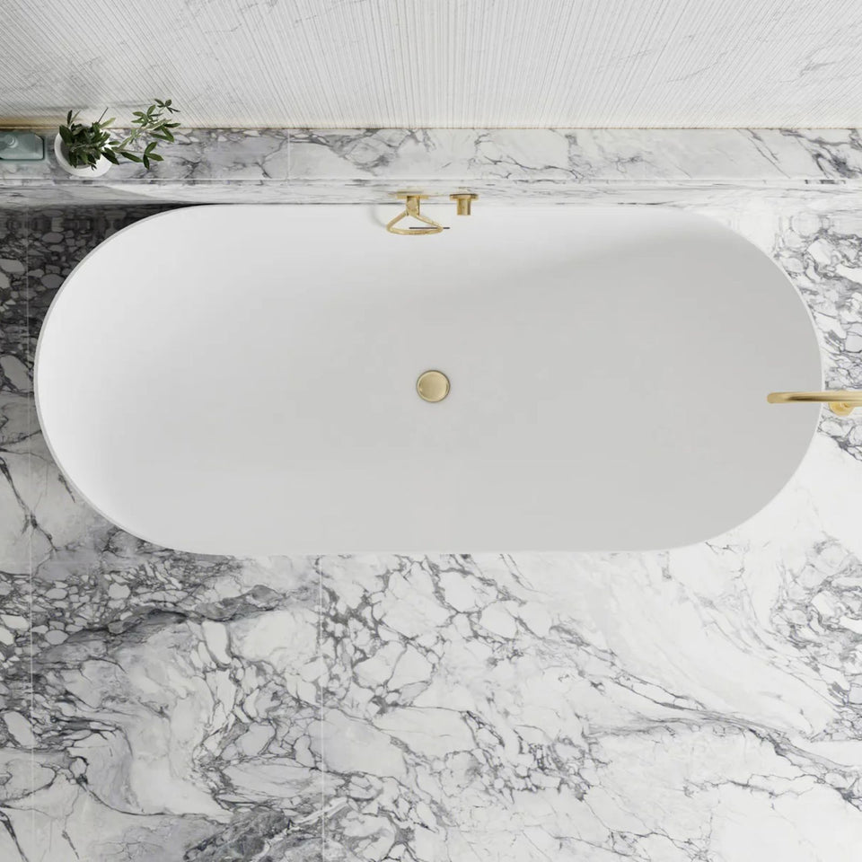 Otti Attica Bondi 1700x800x580 Matte White Bath with Overflow