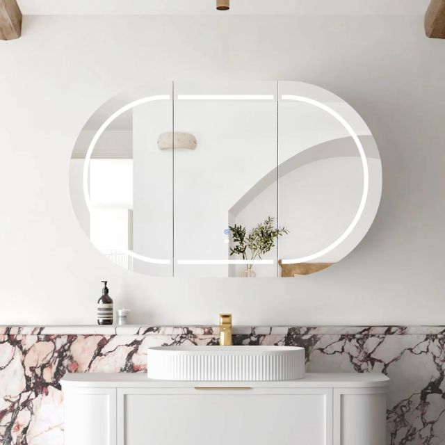 Otti Bondi 1200 LED Shaving Cabinet Matte White LED-BOSV1275W-VP | The Blue Space