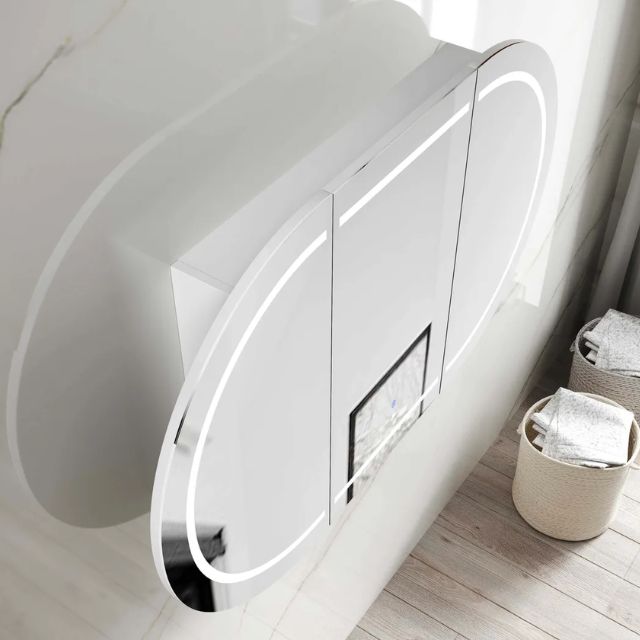 Otti Bondi 1200 LED Shaving Cabinet Matte White Top View LED-BOSV1275W-VP | The Blue Space