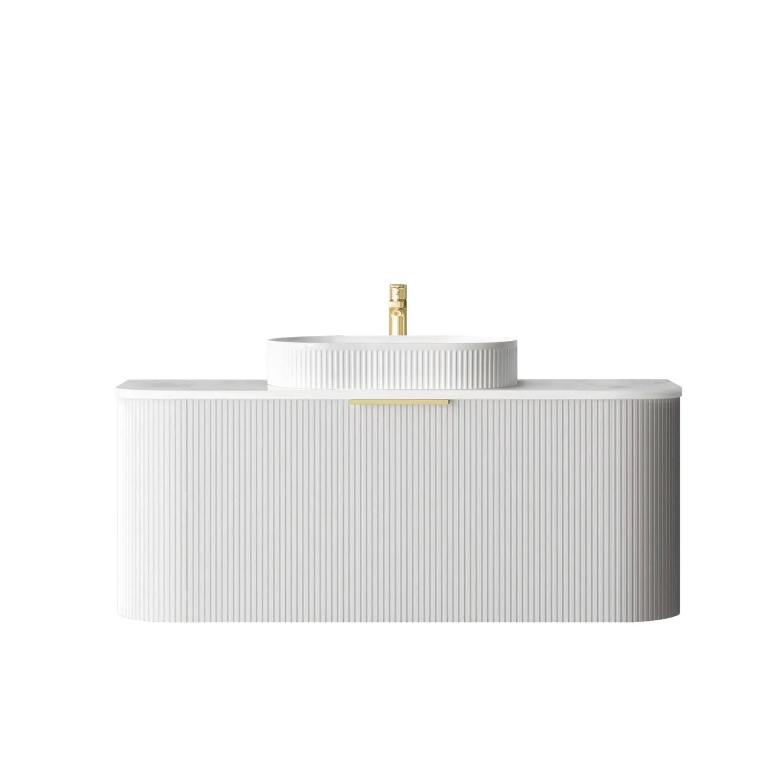 Otti Bondi Fluted Curved Wall Hung Vanity - White BO1200WST-CA-KIT - The Blue Space