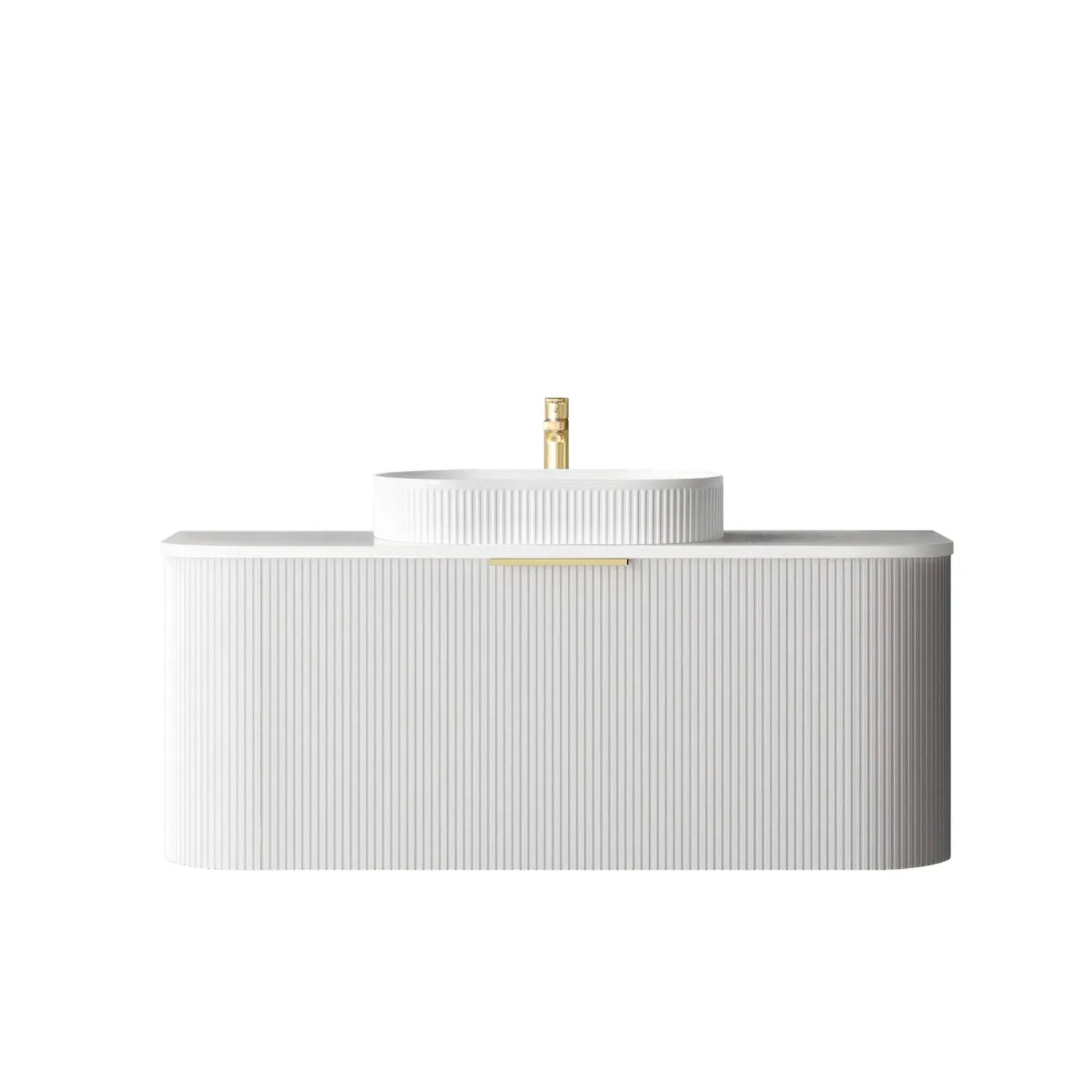 Otti Bondi Fluted Curved Wall Hung Vanity - White BO1200WST-PW-KIT - The Blue Space
