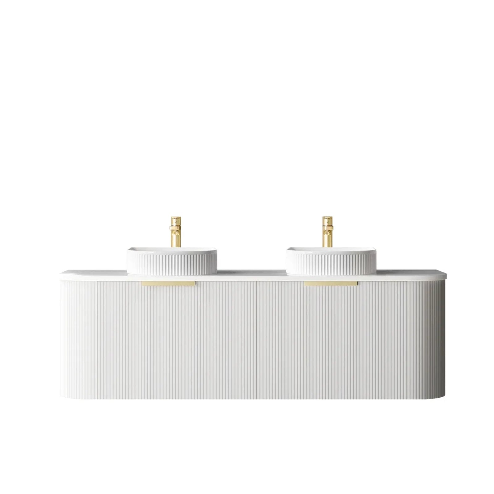 Otti Bondi Fluted Curved Wall Hung Vanity - White BO1500WST-PW-KIT - The Blue Space