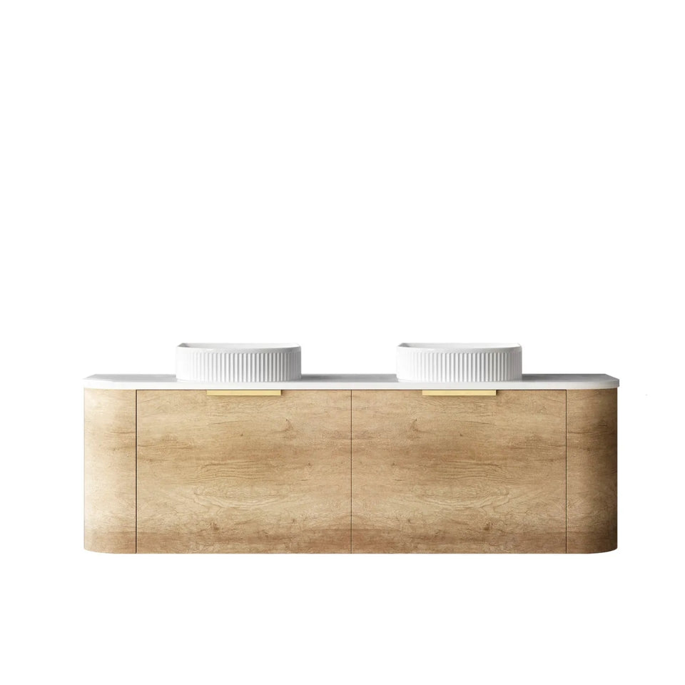 Otti Bondi Wall Hung Curve Vanity - Natural Oak