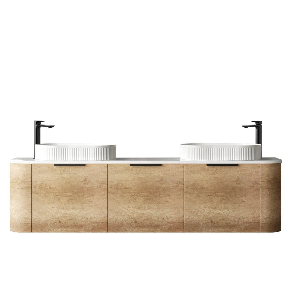 Otti Bondi Wall Hung Curve Vanity - Natural Oak