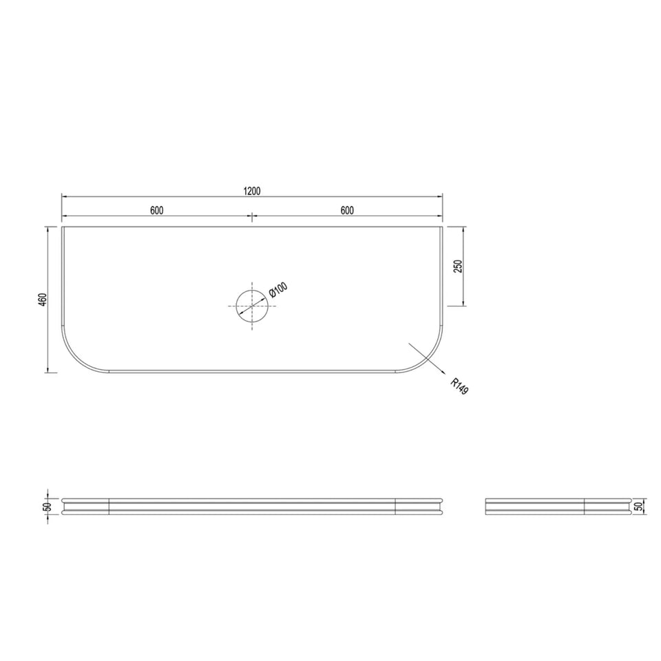 Otti Bondi Wall Hung Curve Vanity - Black Oak