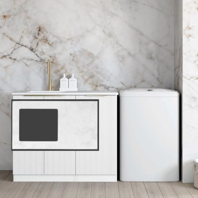 Otti Bondi White 1060mm Fluted Laundry Cabinet Set