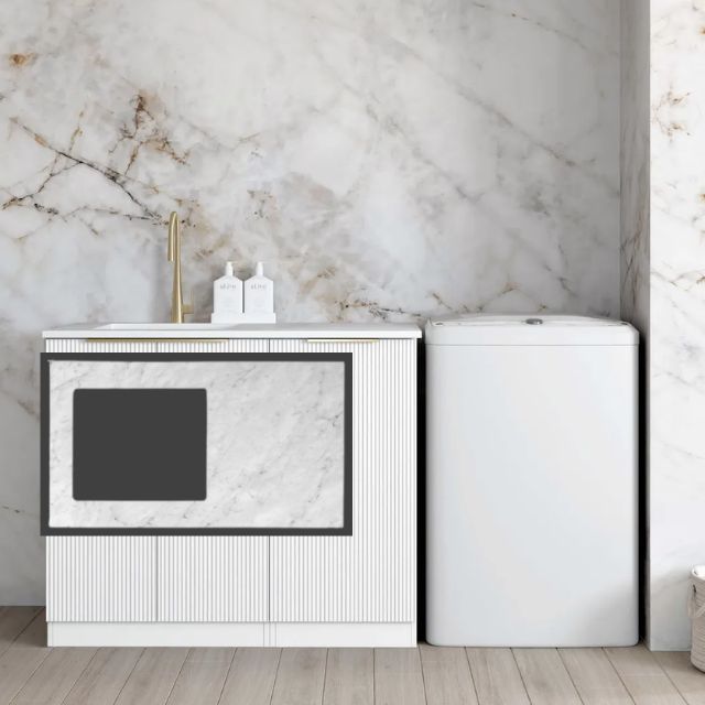Otti Bondi White 1060mm Fluted Laundry Cabinet Set