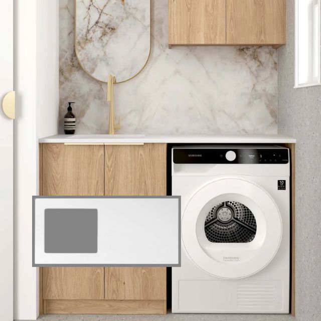 Otti Byron 1305mm Laundry Set A - Natural Oak with Pure White Solid Surface Stone Top LA-1305A-BYN-PW-KIT | The Blue Space