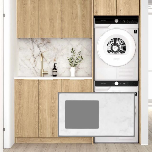 Otti Byron 1715mm Laundry Set C - Natural Oak with Cloudy Carrara Solid Surface stone top LA-1715C-BYN-CA-KIT | The Blue Space