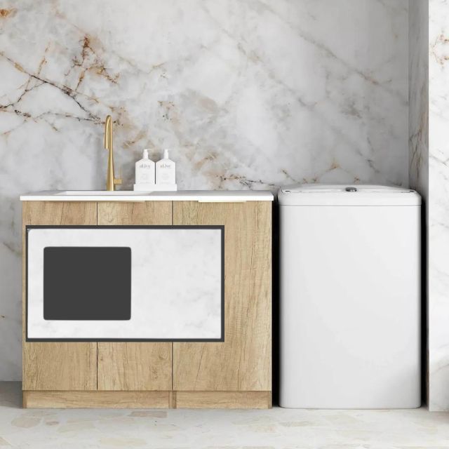 Otti Byron Natural Oak 1060mm Laundry Cabinet Set