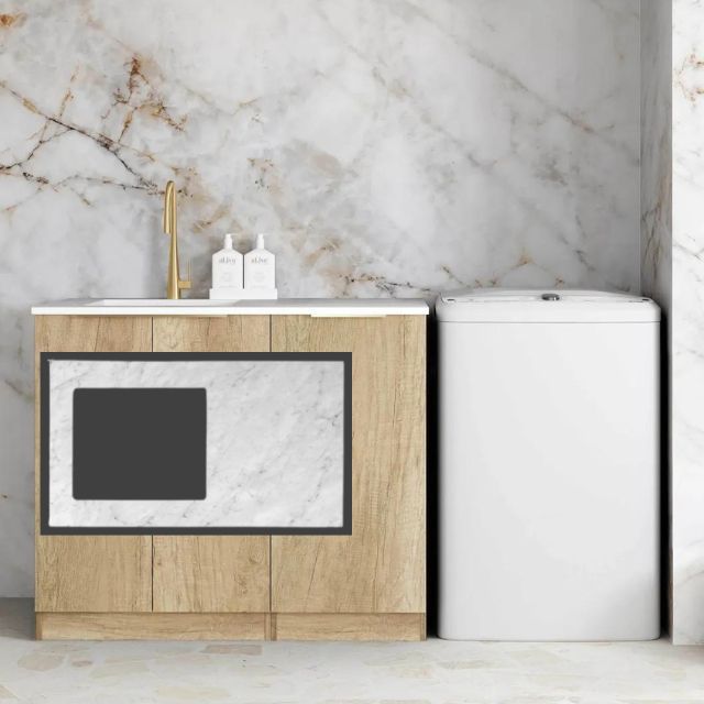 Otti Byron Natural Oak 1060mm Laundry Cabinet Set