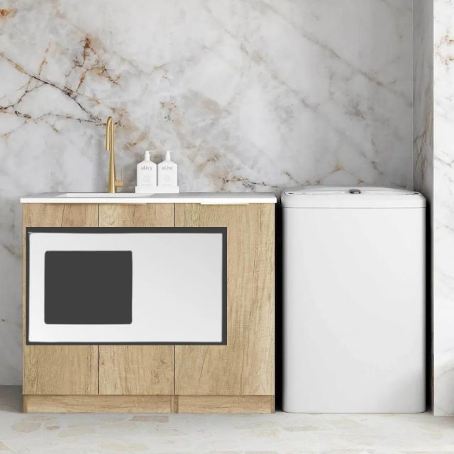Otti Byron Natural Oak 1060mm Laundry Cabinet Set