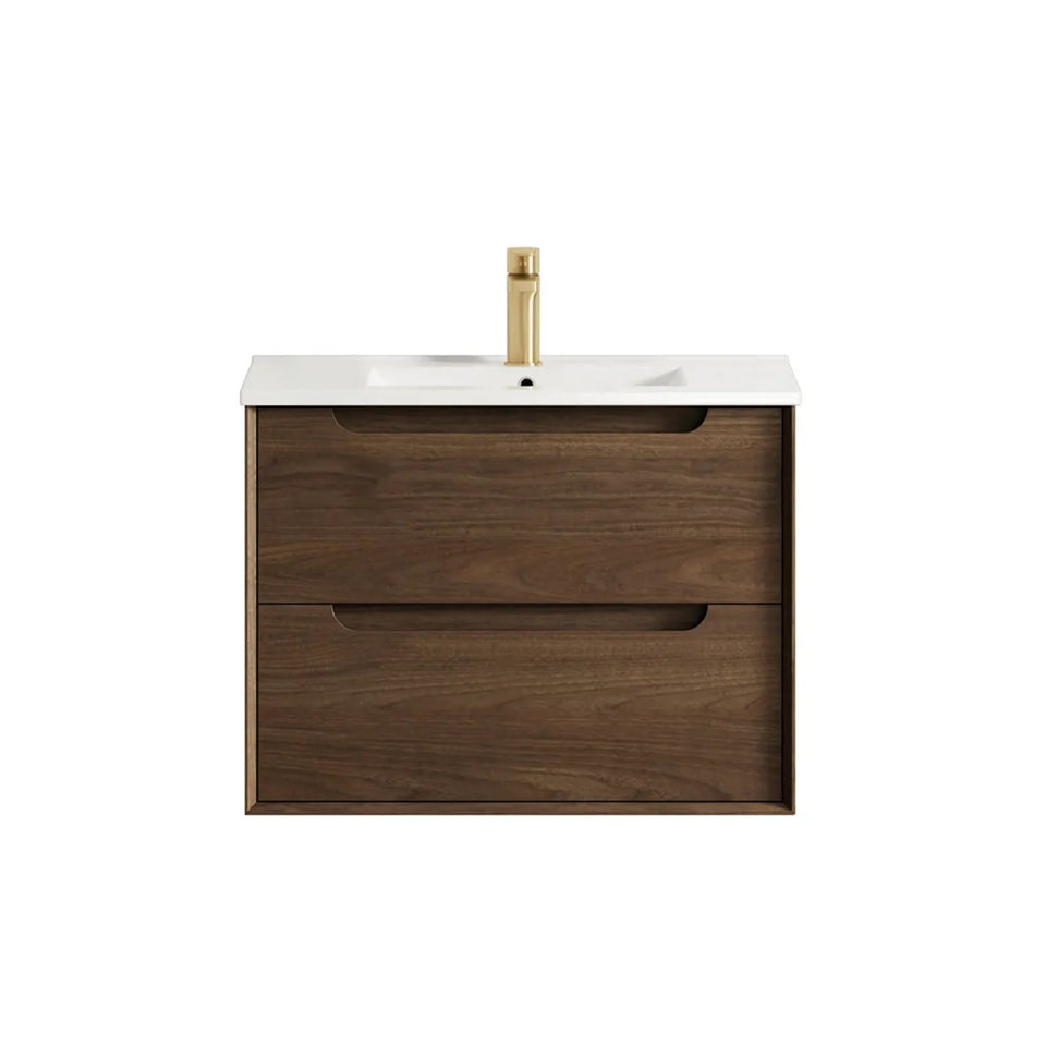 Otti Byron Wall Hung Vanity with Ceramic Top - Sable Walnut
