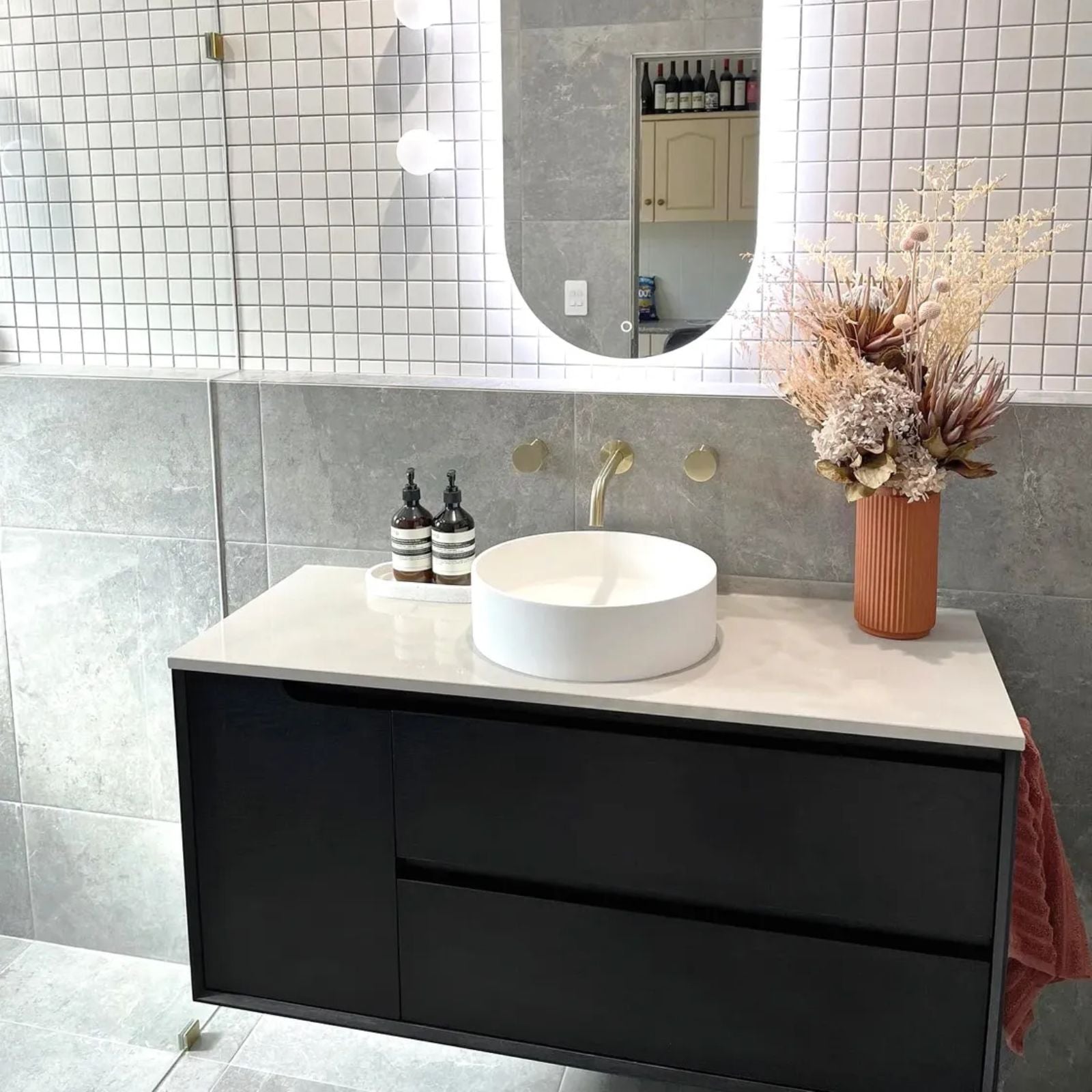 Otti Byron Wall Hung Vanity With Slimline Top BY1200BCT-KIT - The Blue Space