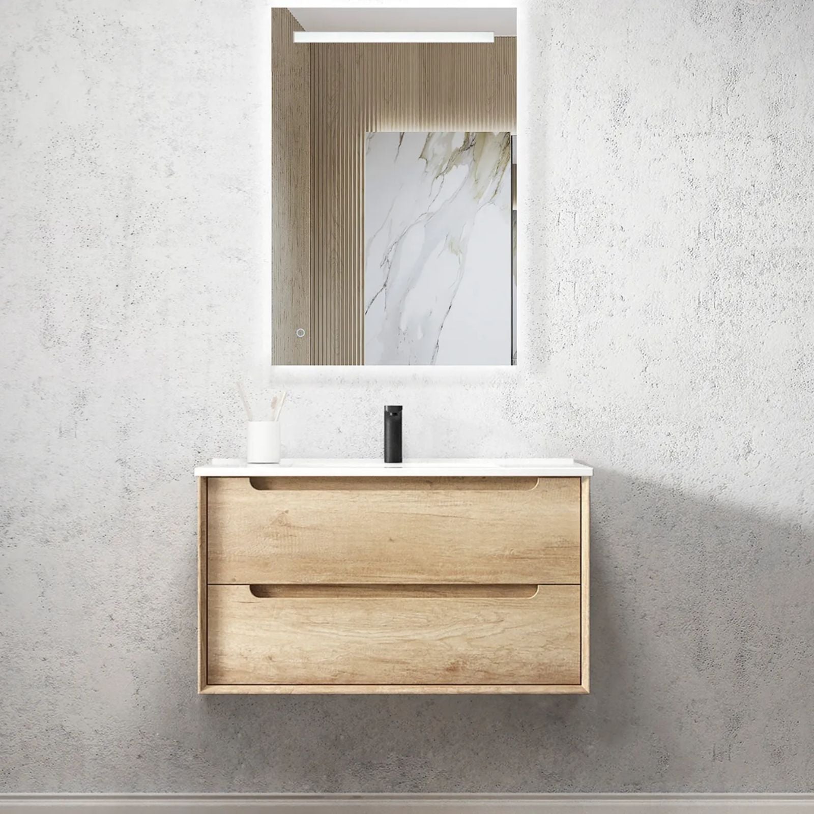 Otti Byron Wall Hung Vanity With Slimline Top BY900NCT-KIT - The Blue Space